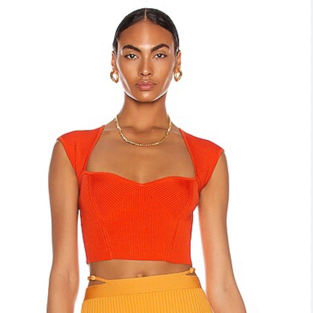 Jonathan Simkhai Abia Cropped Tee in Poppy